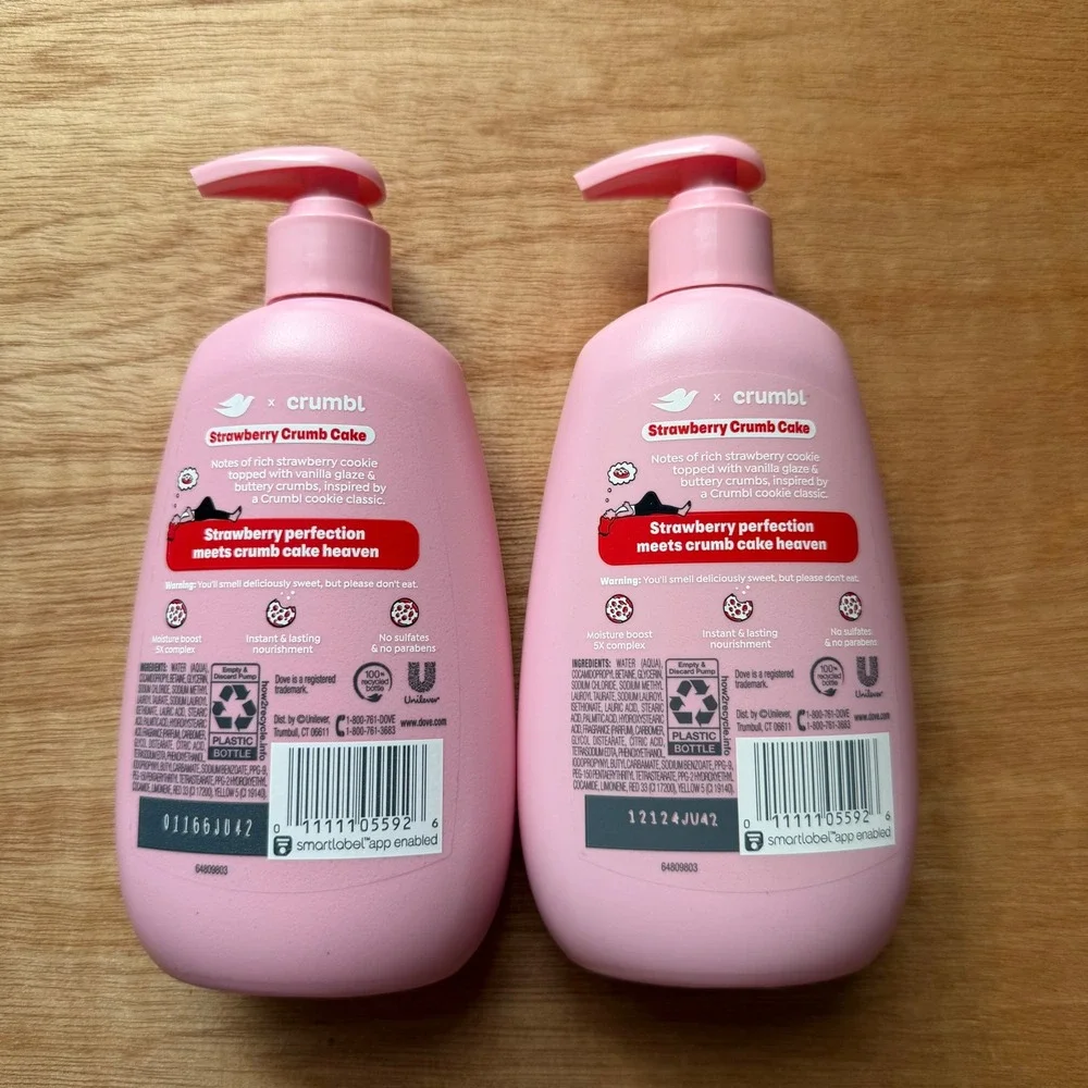 Dove Crumbl Strawberry Crumb Cake Hand Wash 12oz Set of 2 Pink product cookie